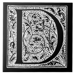 Initialer för vit "D" för svart för Monogram f Kakelplatta