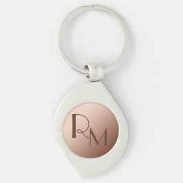 Initialer förkopprar på swirl silverfärgad nyckelring