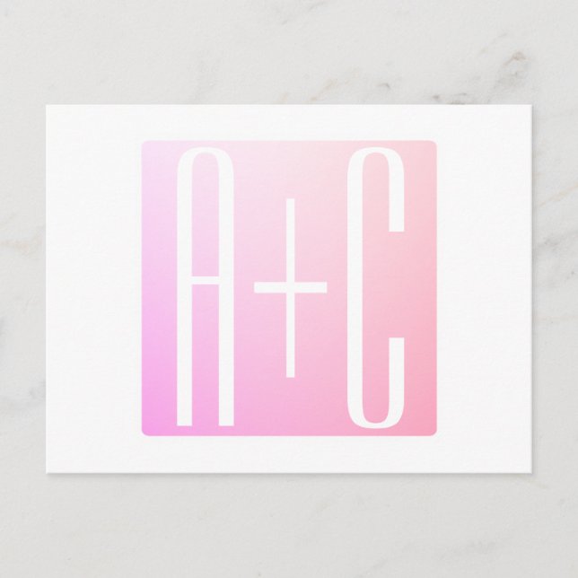 Initialer | Gradering av subtil Rosa Vykort (Framsida)