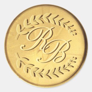 Initialer Guld sälstift för Vax, Bröllop kuvert Runt Klistermärke