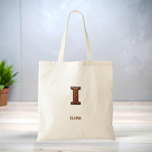 Initialer i präglat västerländskt läder Monogram I Tygkasse (Skapare uppladdad)