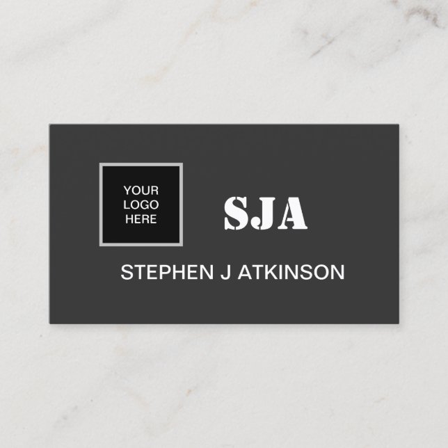 Initialer med modern Logotyp, svart minimalistisk  Visitkort (Framsida)