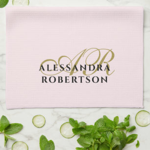 Initialer minimalistisk Pastel Rosa Guld Black Sny Kökshandduk