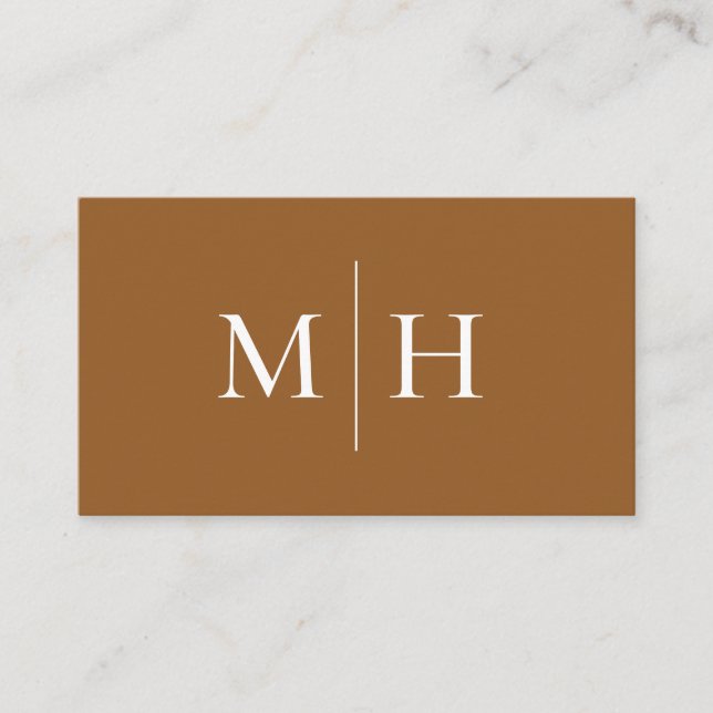 Initialer Monogram Brown med minimalistisk Modern  Visitkort (Framsida)