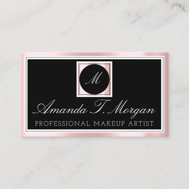 Initialer Monogram Event Planner Rosa Black White Visitkort (Framsida)