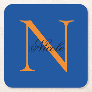 Initialer Monogram För handskriven Egen Namn Djupb Underlägg Papper Kvadrat