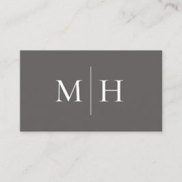 Initialer Monogram Grått med minimalistisk modern  Visitkort
