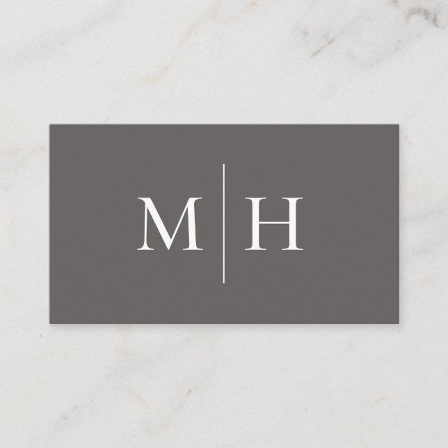Initialer Monogram Grått med minimalistisk modern  Visitkort (Framsida)
