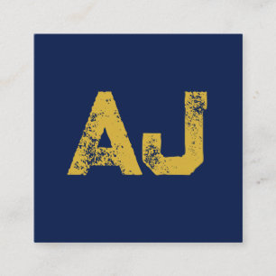 Initialer Monogram Guld & Blå Enkel Enkel Tilläggskort