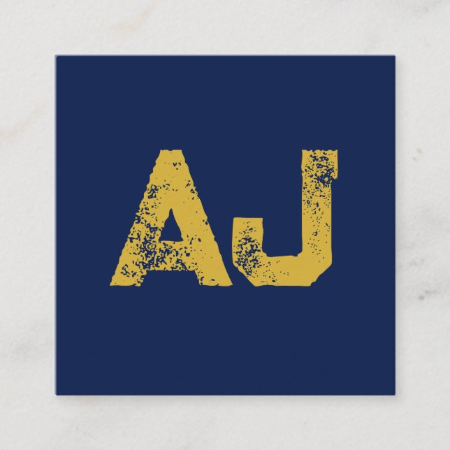 Initialer Monogram Guld & Blå Enkel Enkel Tilläggskort (Framsida)