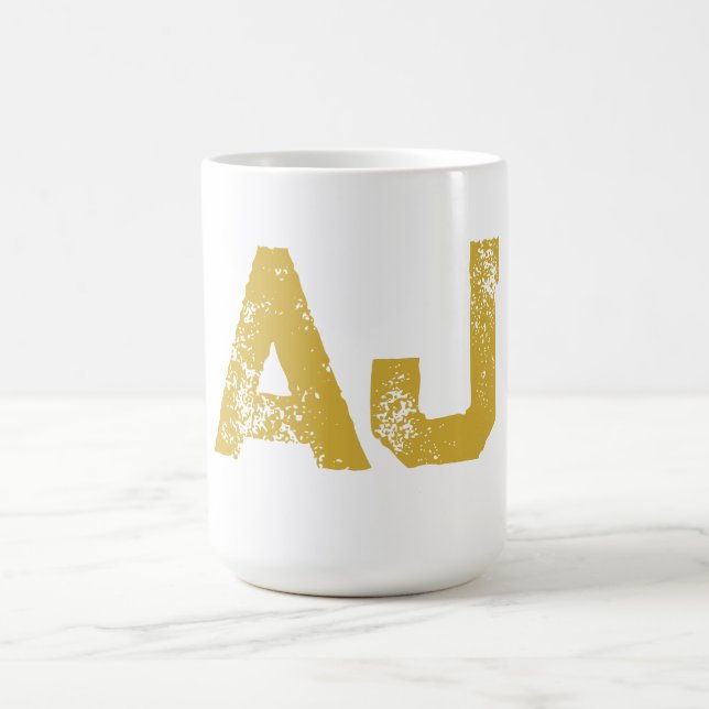 Initialer Monogram Guld Färg Enkel Enkelt Kaffemugg (Center)
