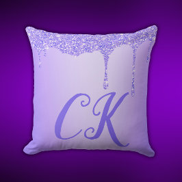 Initialer Monogram med Lila Glitter | Kudde