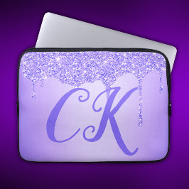 Initialer Monogram med Lila Glitter | Laptop Fodral