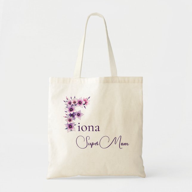 Initialer Monogram + Namn Super Mamma Tygkasse (Framsidan)