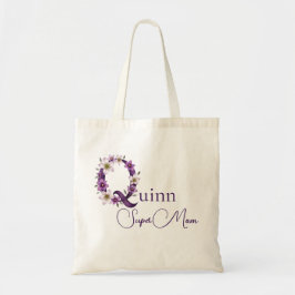 Initialer Monogram + Namn Super Mamma Tygkasse