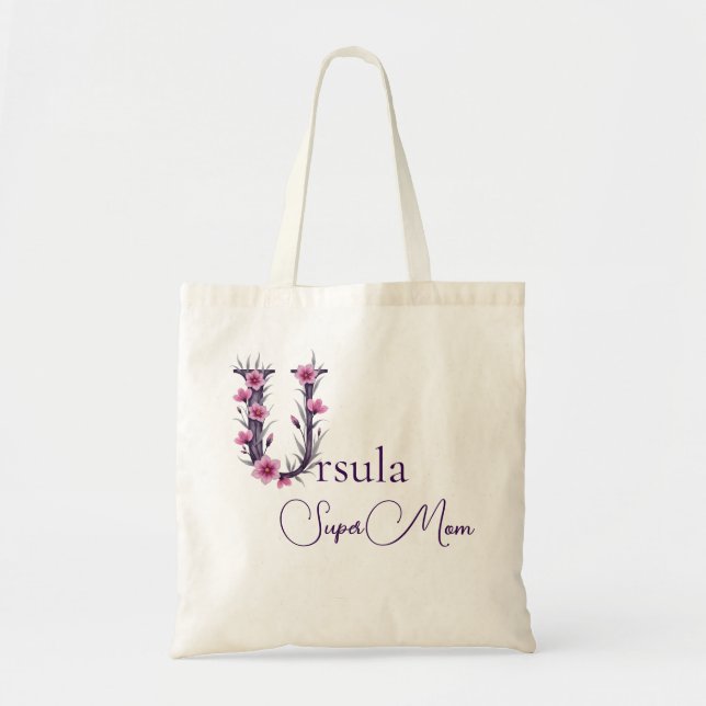 Initialer Monogram + Namn Super Mamma Tygkasse (Framsidan)