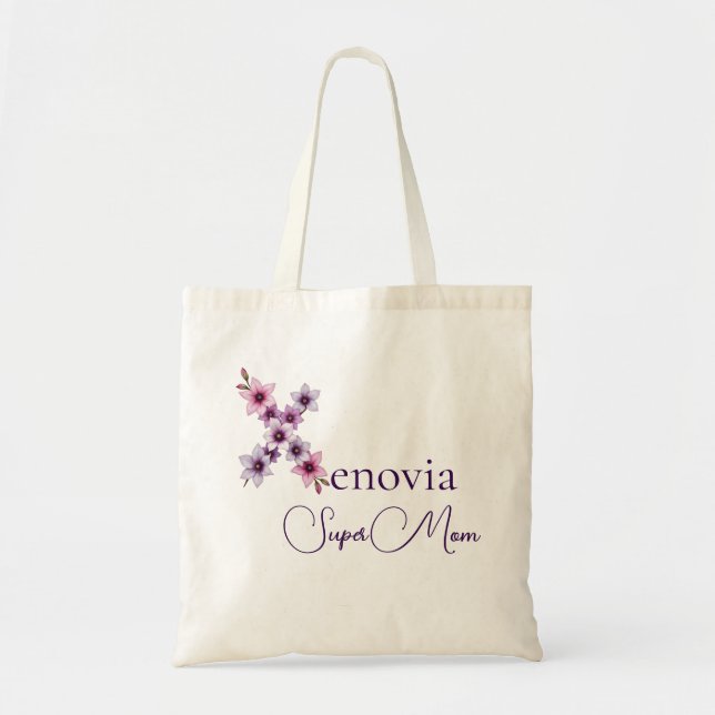 Initialer Monogram + Namn Super Mamma Tygkasse (Framsidan)