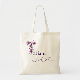 Initialer Monogram + Namn Super Mamma Tygkasse