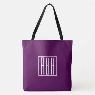 Initialer Monogram Vit om djup Lila Tygkasse