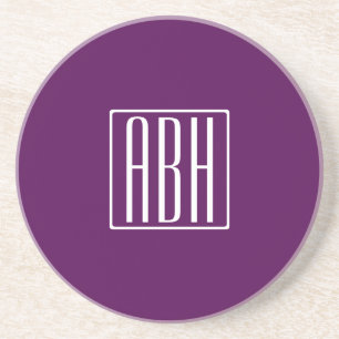 Initialer Monogram Vit om djup Lila Underlägg