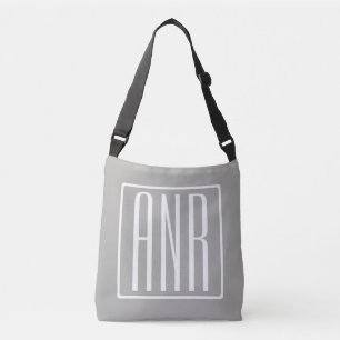 Initialer Monogram Vit på ljus Grått Axelväska