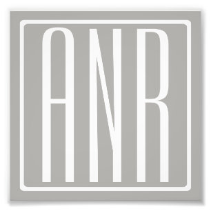 Initialer Monogram Vit på ljus Grått Fototryck