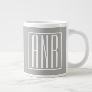 Initialer Monogram Vit på ljus Grått Jumbo Mugg