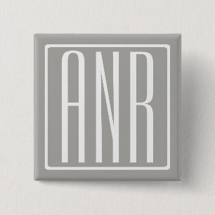 Initialer Monogram Vit på ljus Grått Knapp