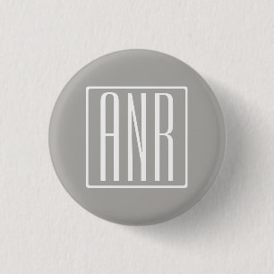 Initialer Monogram Vit på ljus Grått Knapp