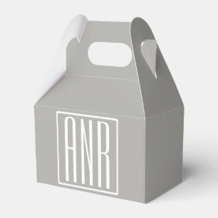 Initialer Monogram Vit på ljus Grått Presentaskar