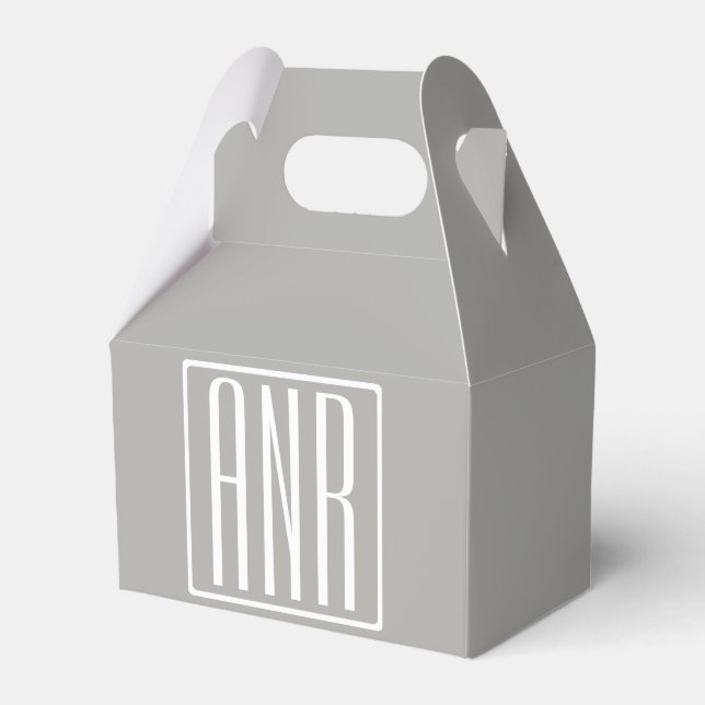 Initialer Monogram | Vit på ljus Grått Presentaskar (Framsidan Sidan)