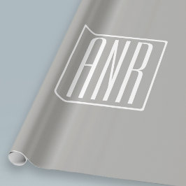 Initialer Monogram | Vit på ljus Grått Presentpapper