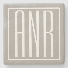 Initialer Monogram | Vit på ljus Grått Underlägg Sten