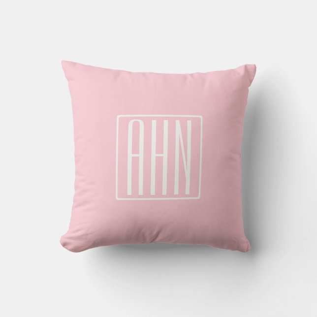 Initialer Monogram | Vit på Ljus rosa Kudde (Framsida)