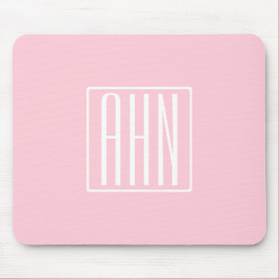 Initialer Monogram Vit på Ljus rosa Musmatta
