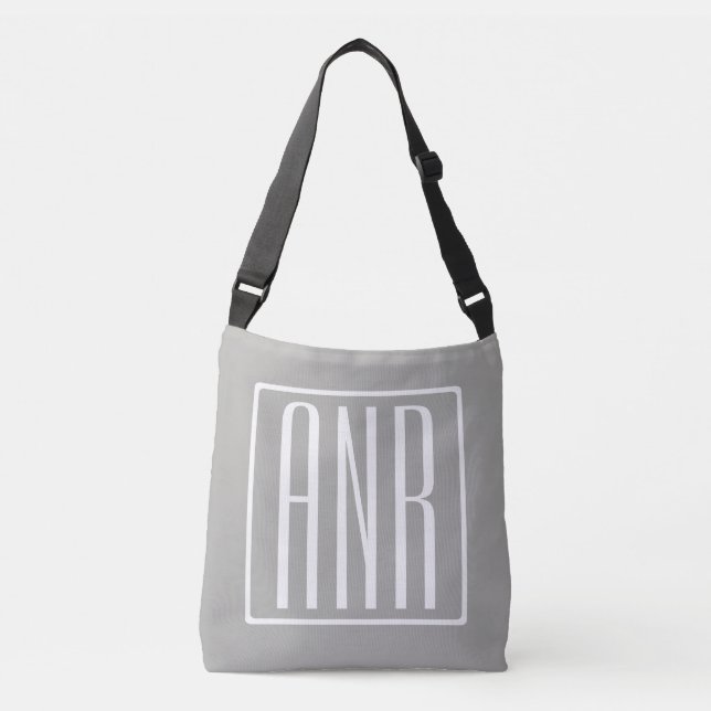 Initialer Monogram | Vit På Ljusgrå Axelväska (Framsida)