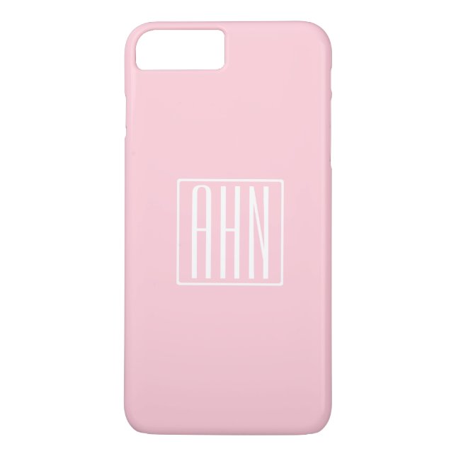 Initialer Monogram | Vit På Ljusrosa Case-Mate iPhone Skal (Baksida)