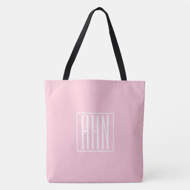 Initialer Monogram | Vit På Ljusrosa Tygkasse (Framsida)