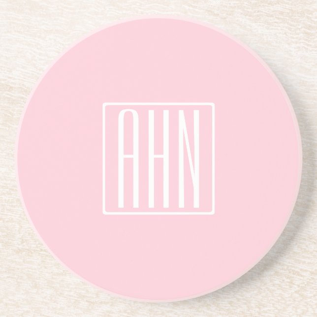 Initialer Monogram | Vit På Ljusrosa Underlägg (Framsidan)