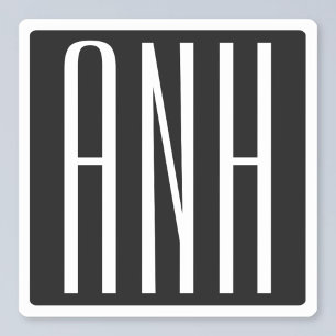 Initialer Monogram Vit på svart Klistermärken