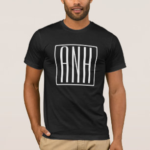 Initialer Monogram   Vit på svart Tee Shirt