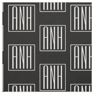 Initialer Monogram   Vit på svart Tyg