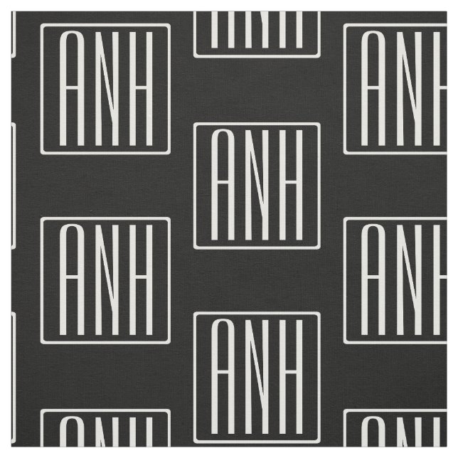 Initialer Monogram | Vit på svart Tyg (Provkarta)