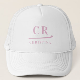 Initialer Namn Minimalist Rosa & Vit Keps