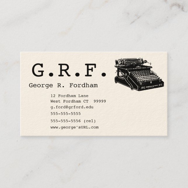 Initialer och Typewriter Visitkort (Framsida)