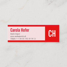 Initialer på rött mini visitkort