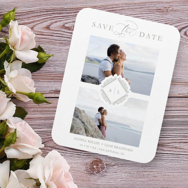 Initialer Trend Chic Ornament sofistikerad Bröllop Magnet (Skapare uppladdad)