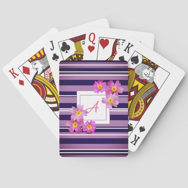 Initialermonogramen blommar randar som leker kort casinokort (Baksidan)