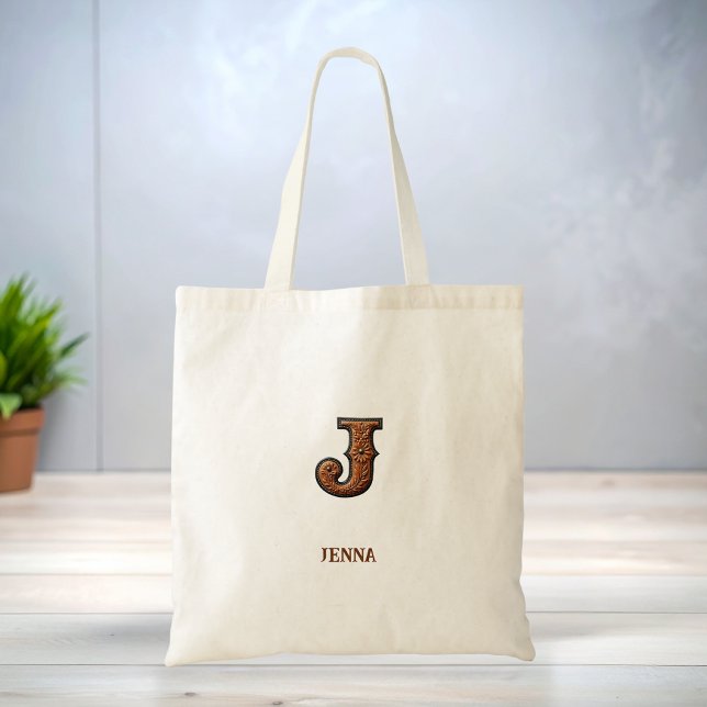 Initialmonogram J i präglat västligt läder Tygkasse (Skapare uppladdad)