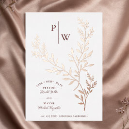 Initials Lyx För Rose Gold Botaniska Grenar